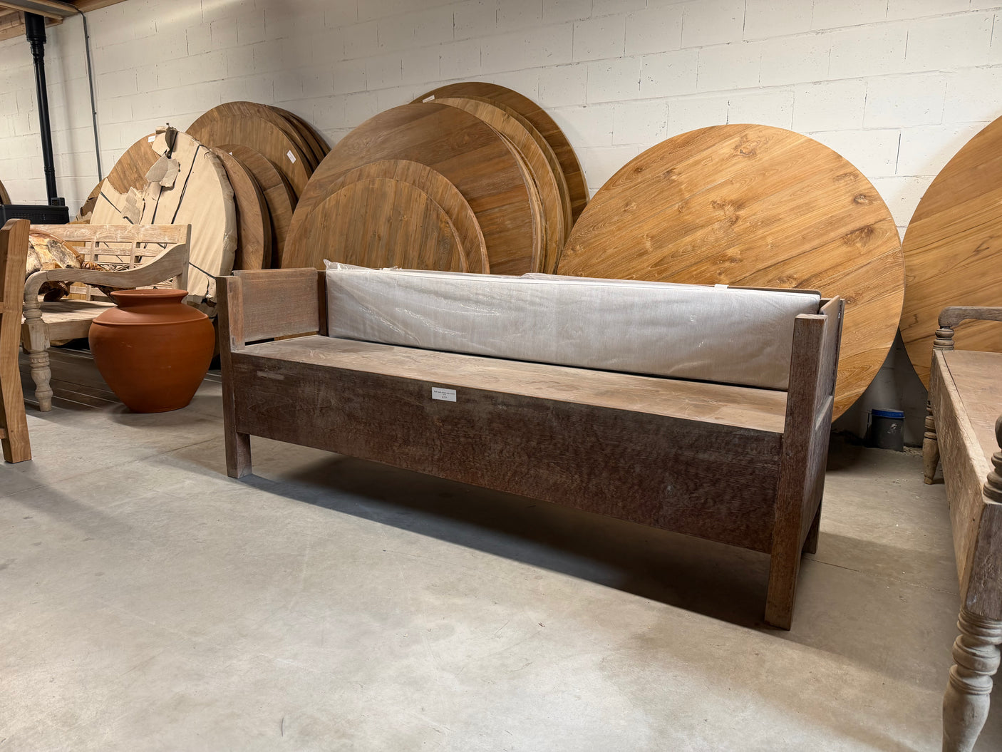 Teak bank antiek - 200x56x75cm