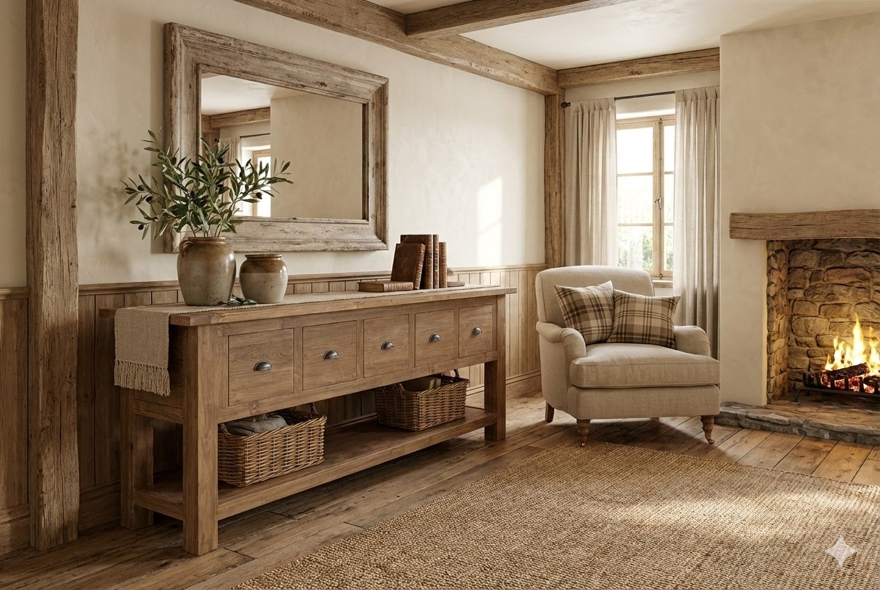 Rustiek teak dressoir met lades – Gerecycled massief hout 200 / 250 cm