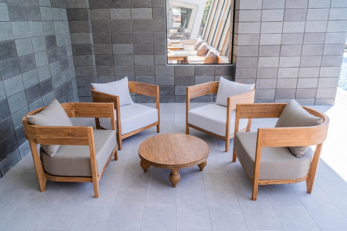 Teakhouten fauteuil Lura met Sunproof kussens