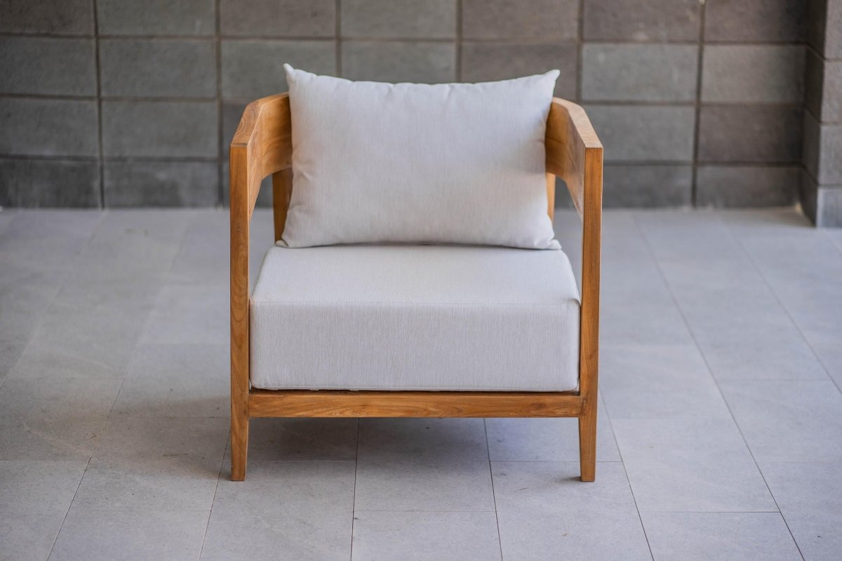 Teakhouten fauteuil Lura met Sunproof kussens