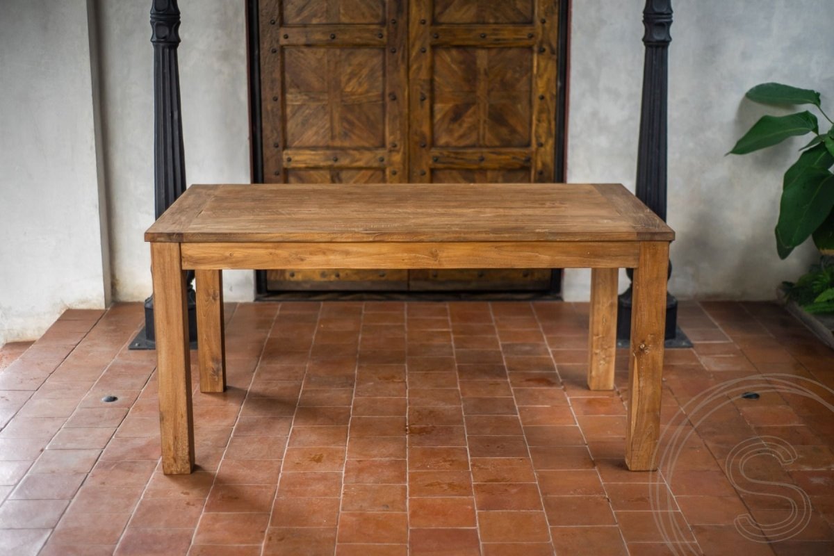 Uitschuifbare teak tafel 160 + 10 stoelen