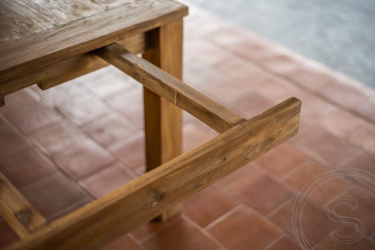 Uitschuifbare teak tafel 160 + 10 stoelen