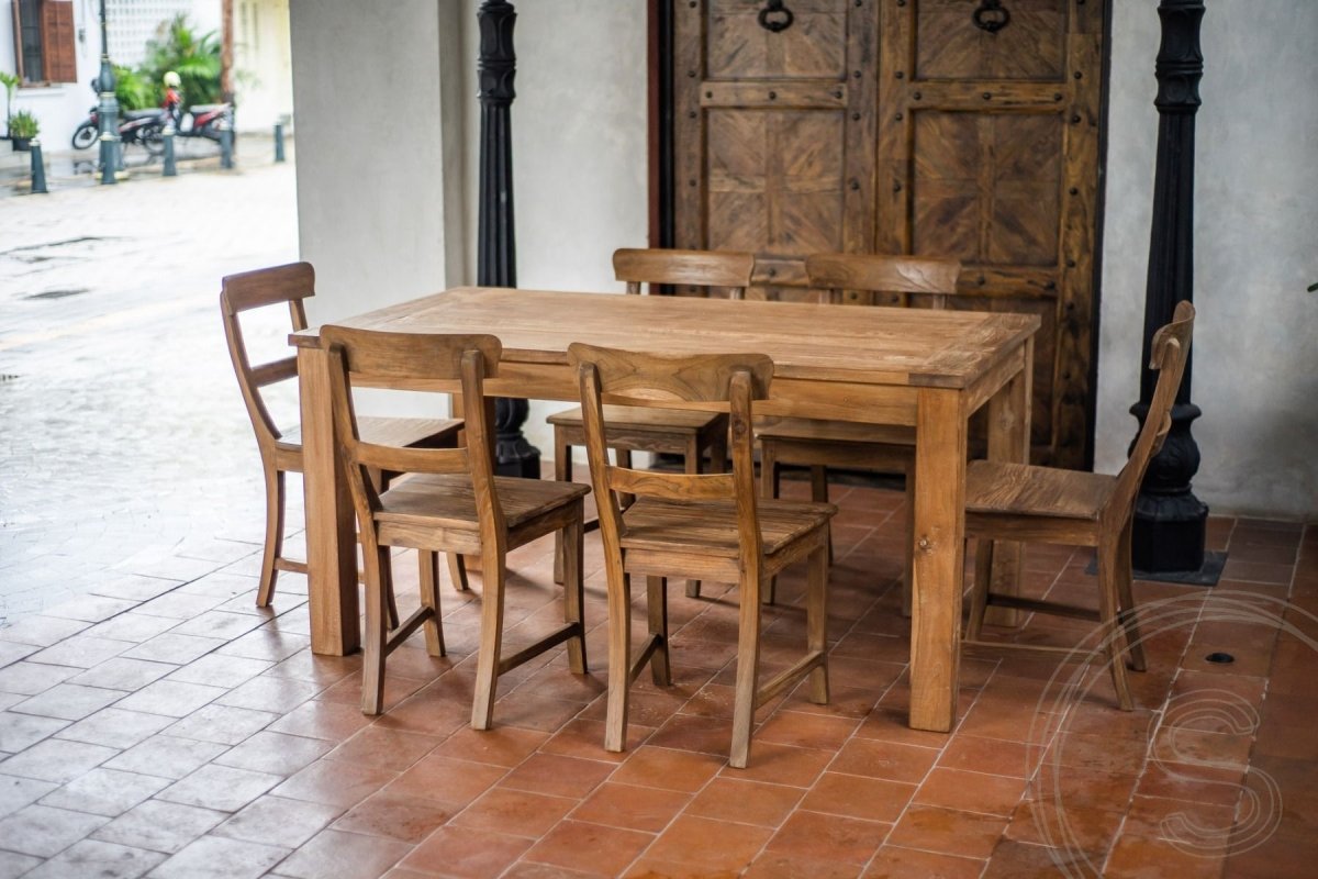 Uitschuifbare teak tafel 160 + 10 stoelen
