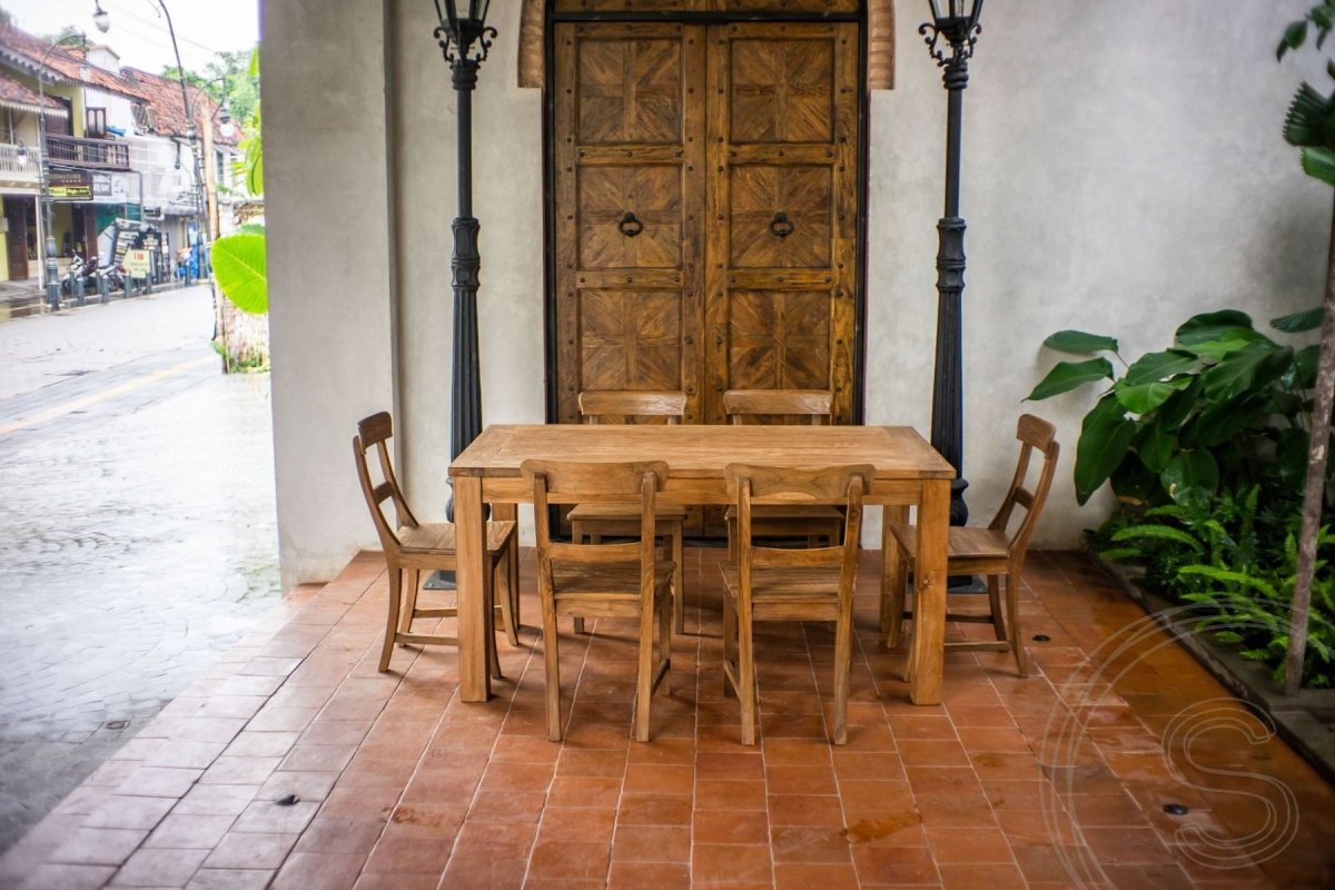 Uitschuifbare teak tafel 160 + 10 stoelen