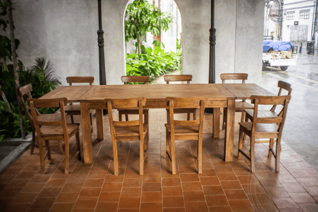 Uitschuifbare teak tafel set 180 + 10 stoelen