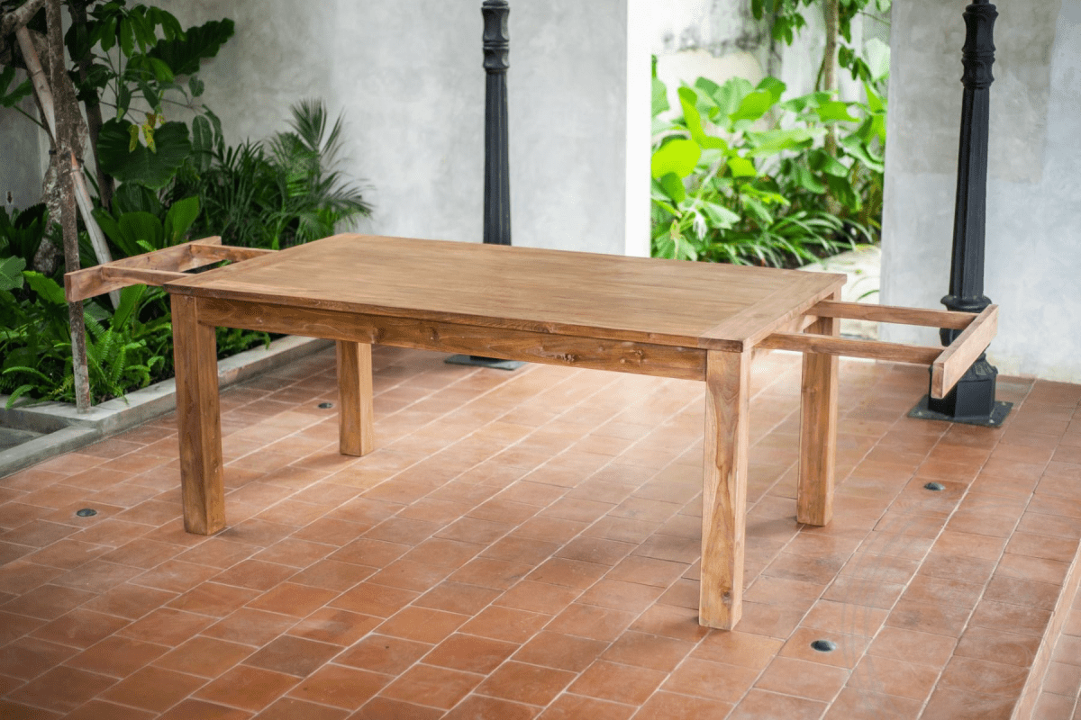 Uitschuifbare teak tafel set 180 + 10 stoelen