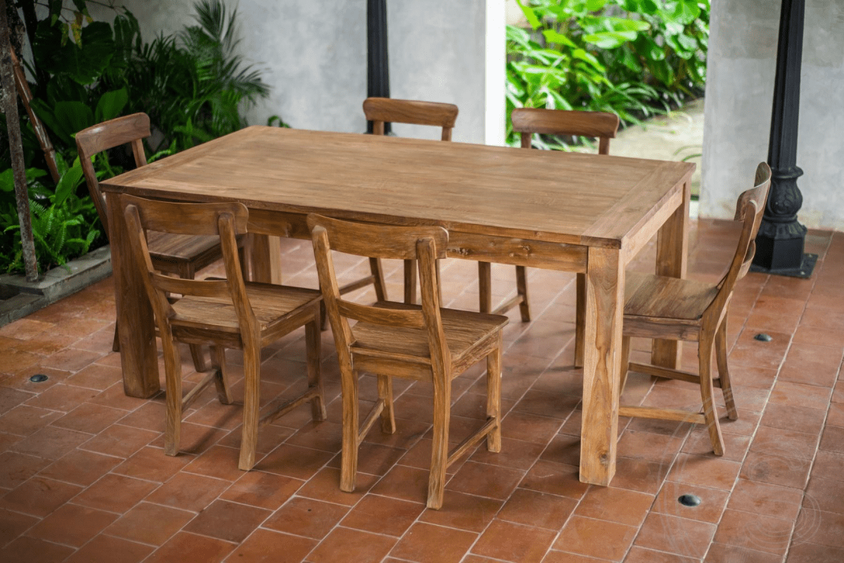 Uitschuifbare teak tafel set 180 + 10 stoelen
