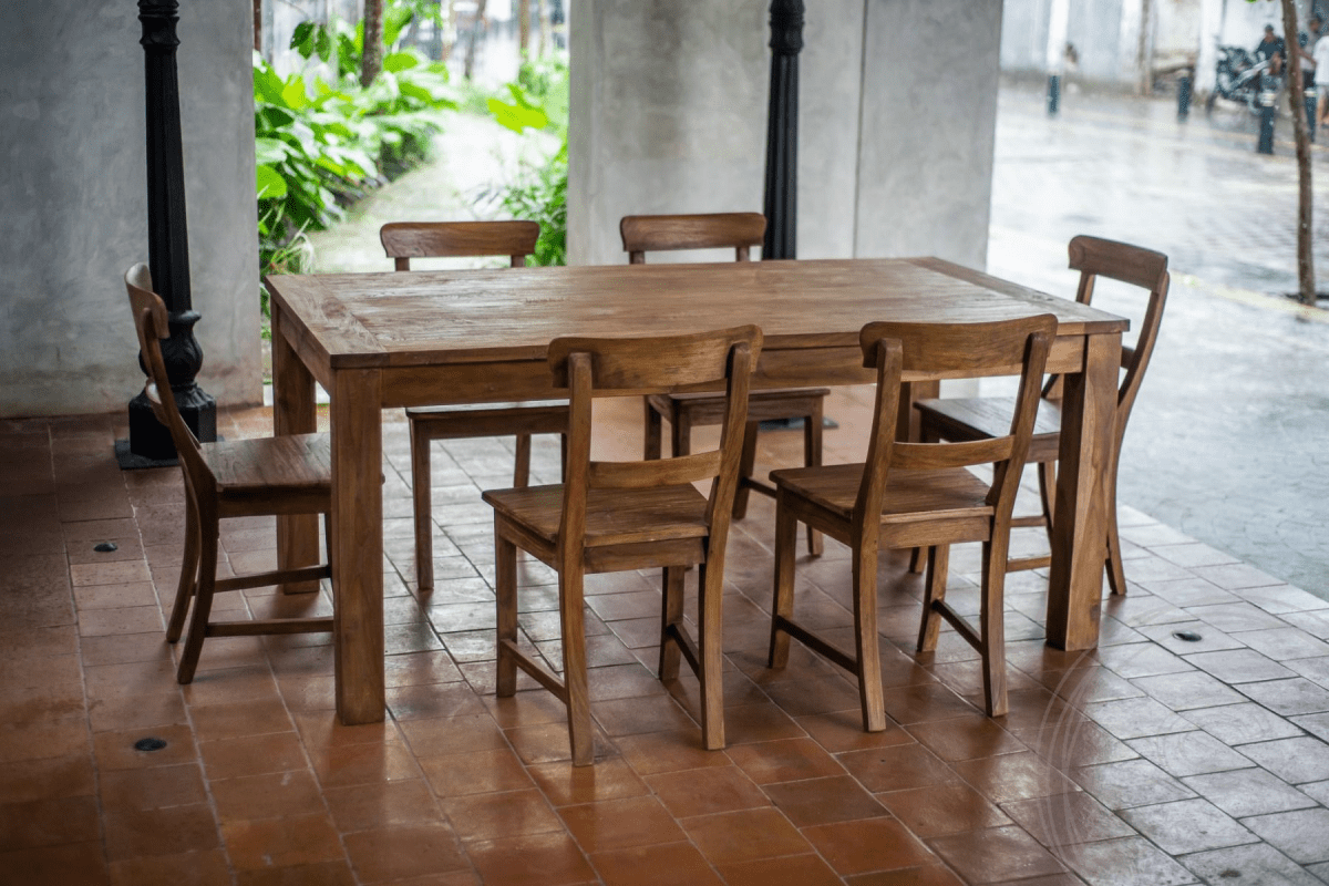 Uitschuifbare teak tafel set 180 + 10 stoelen
