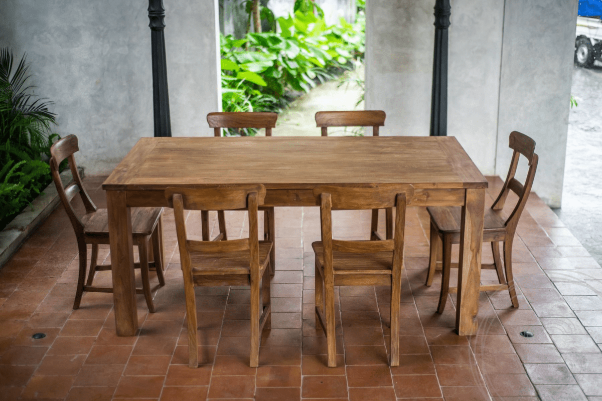Uitschuifbare teak tafel set 180 + 10 stoelen
