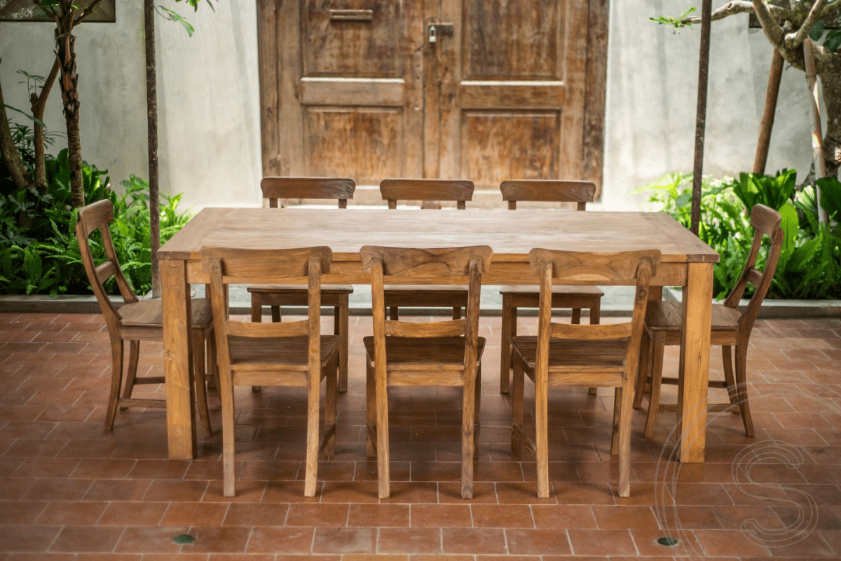 Uitschuifbare teak tafel set 200 + 12 stoelen