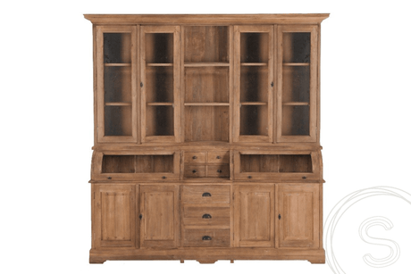 Teak grutterskast 210cm met bolle kleppen - Souren Meubels