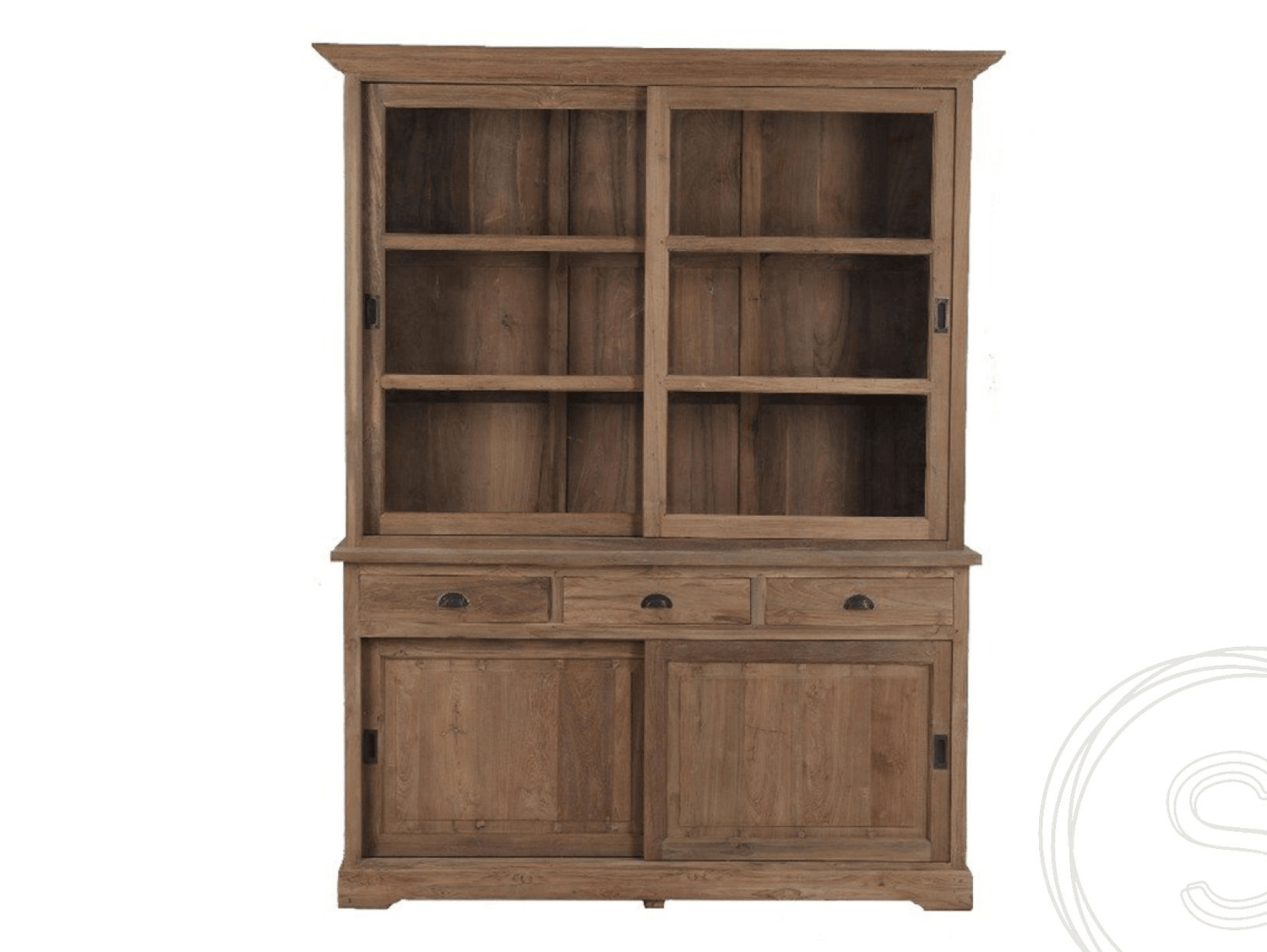 Teak vitrinekast 160cm - Souren Meubels