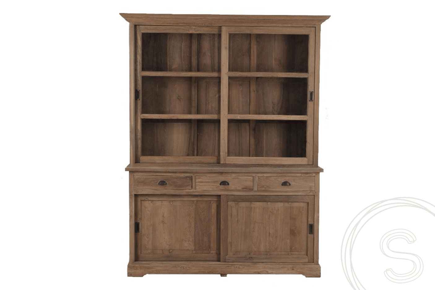 Teak vitrinekast 160cm - Souren Meubels
