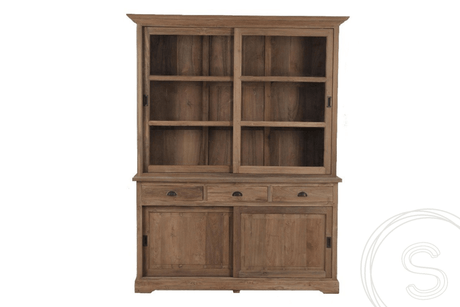 Teak vitrinekast 160cm - Souren Meubels