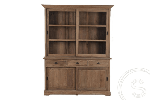Teak vitrinekast 160cm - Souren Meubels