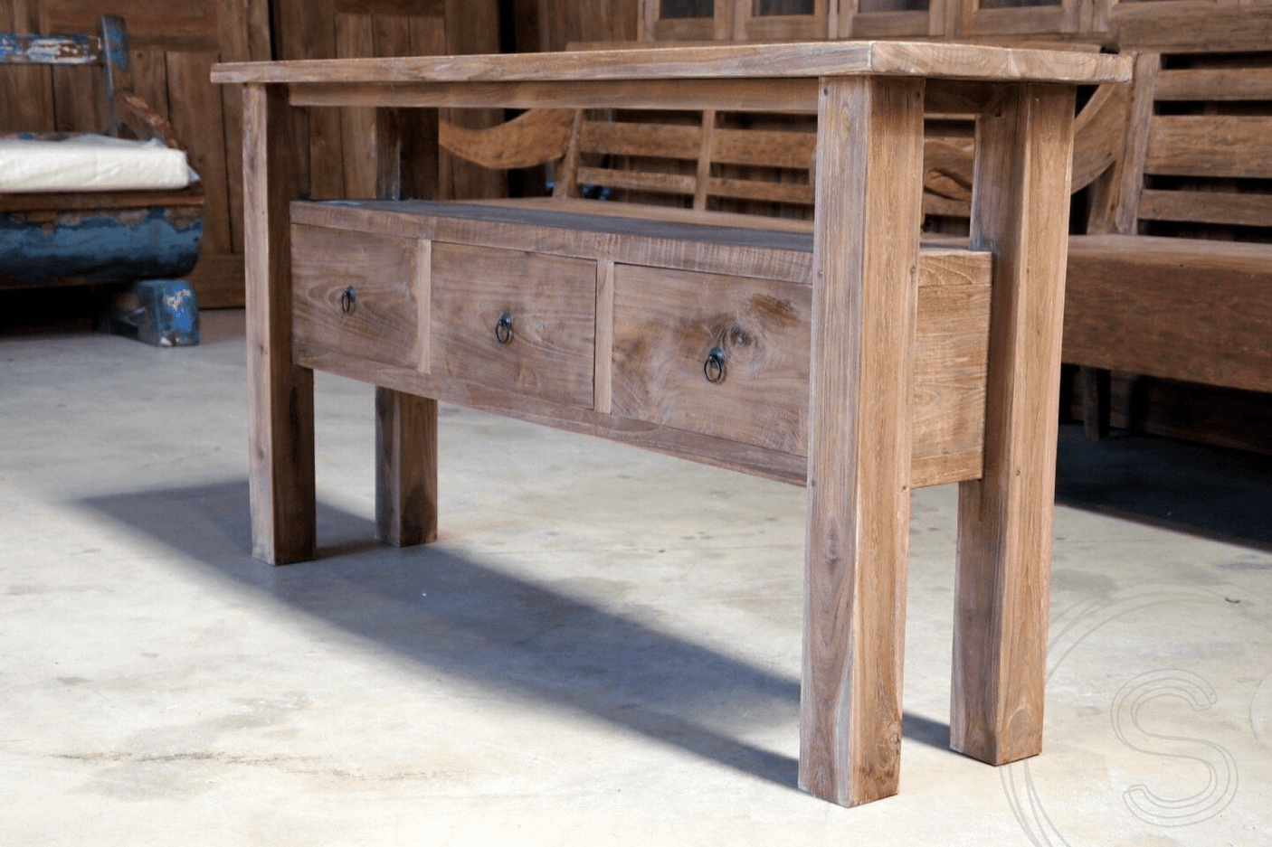 Teak sidetable 150cm oud hout - Souren Meubels