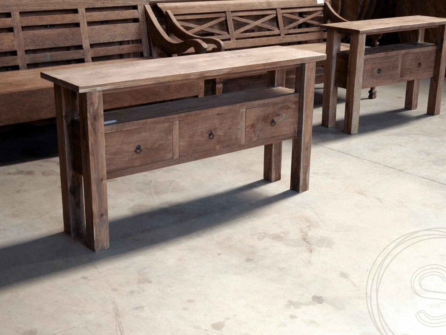 Teak sidetable 120cm oud hout - Souren Meubels