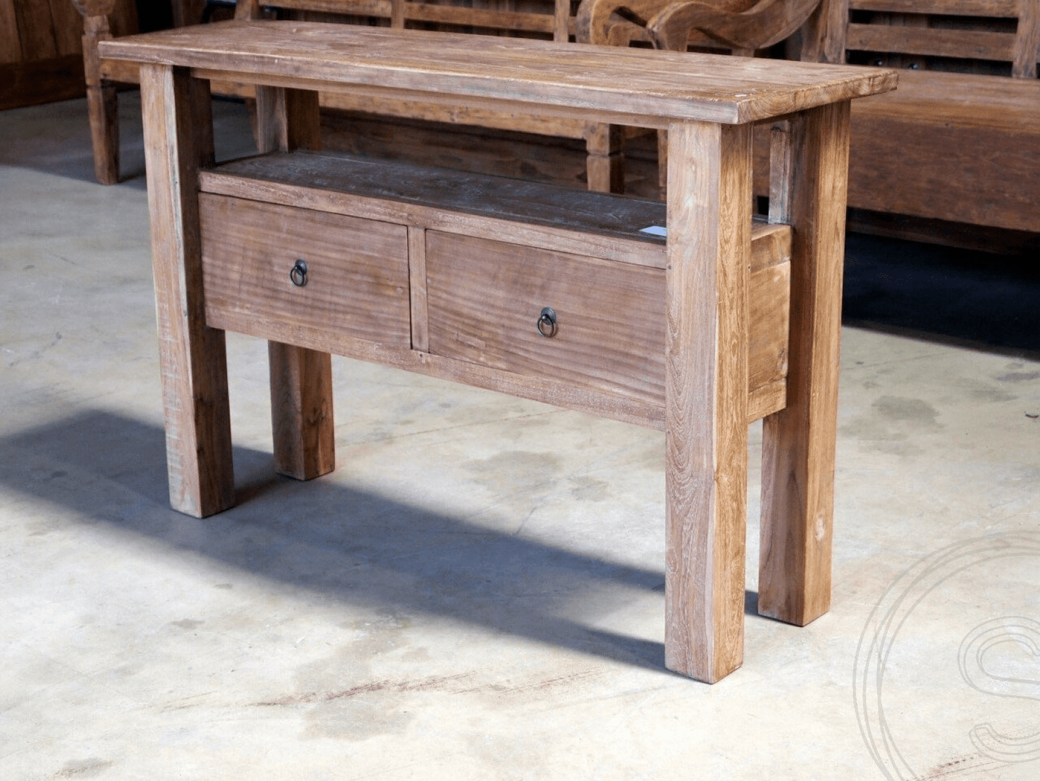 Teak sidetable 120cm oud hout - Souren Meubels