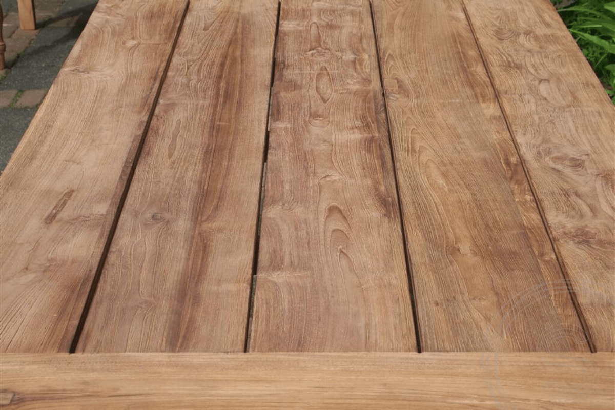 Teak tuintafel 200x100 + bank 200 + bank 200 met rugleuning