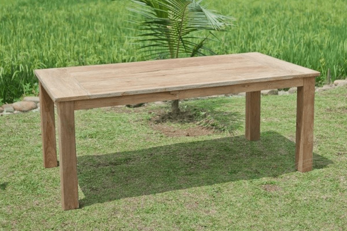Teak tuintafel 200x100cm + 4 stoelen beaufort + bank