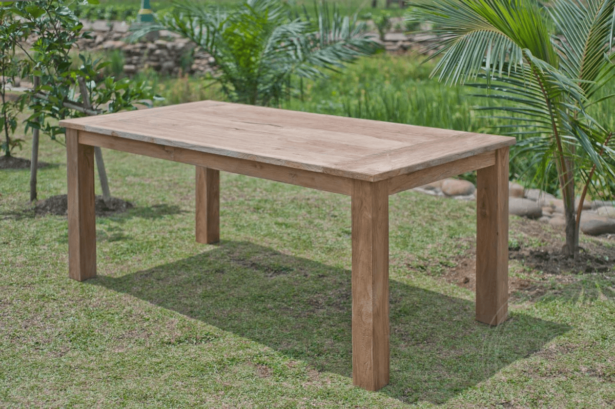 Teak tuintafel 200x100cm + 6 stationsstoelen