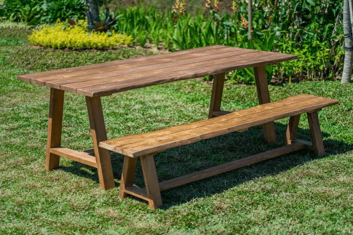 Teak tuintafel Java 220 x 100 + teak tuinbank Java 220