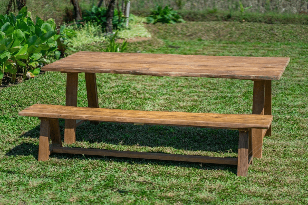 Teak tuintafel Java 220 x 100 + teak tuinbank Java 220