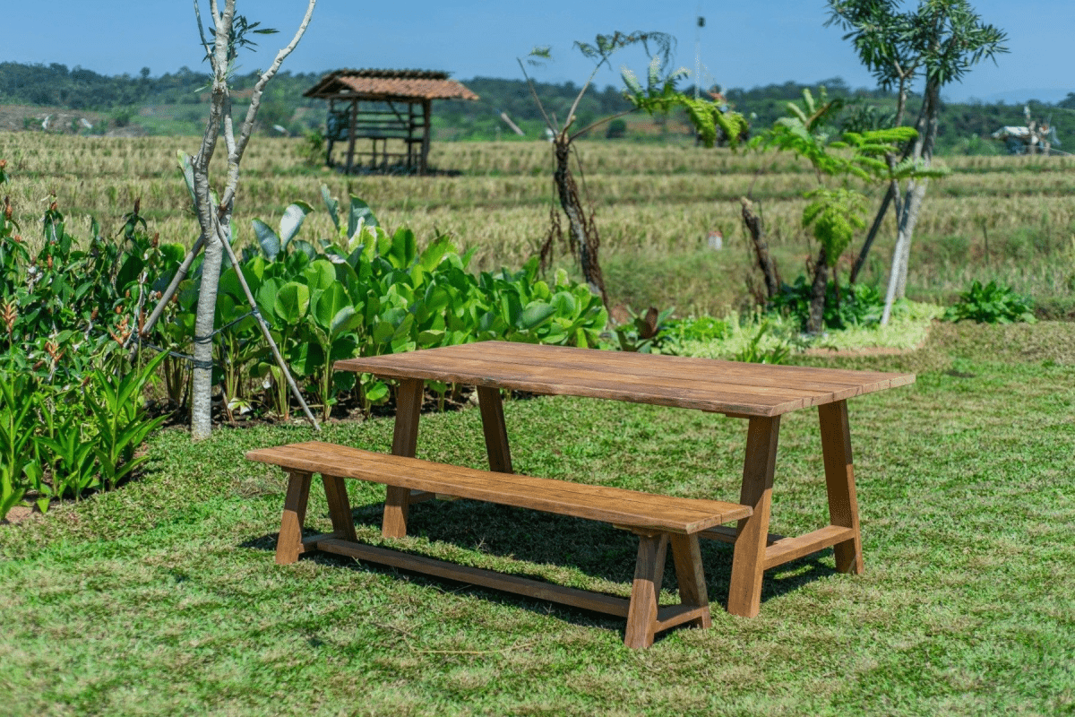Teak tuintafel Java 220 x 100 + teak tuinbank Java 220