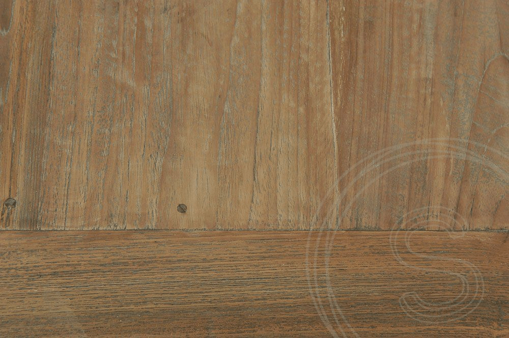 Teak tafel 300x100cm oud hout + 10 stoelen