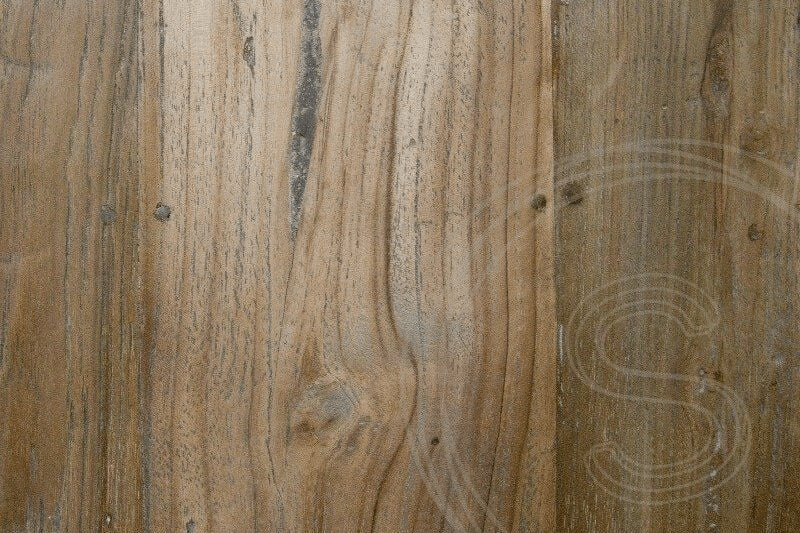 Teak tafel 300x100cm oud hout + 10 stoelen