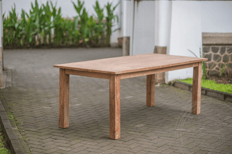 Teak tafel oud hout 200x100 + 8 stoelen
