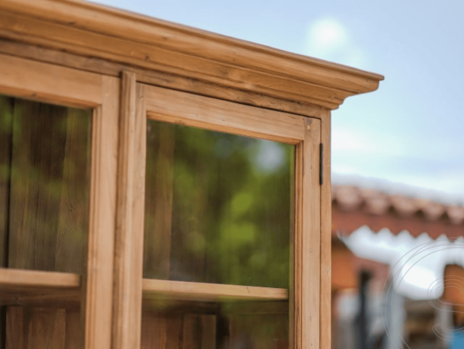 Teak grutterskast 110cm met bolle kleppen - Souren Meubels
