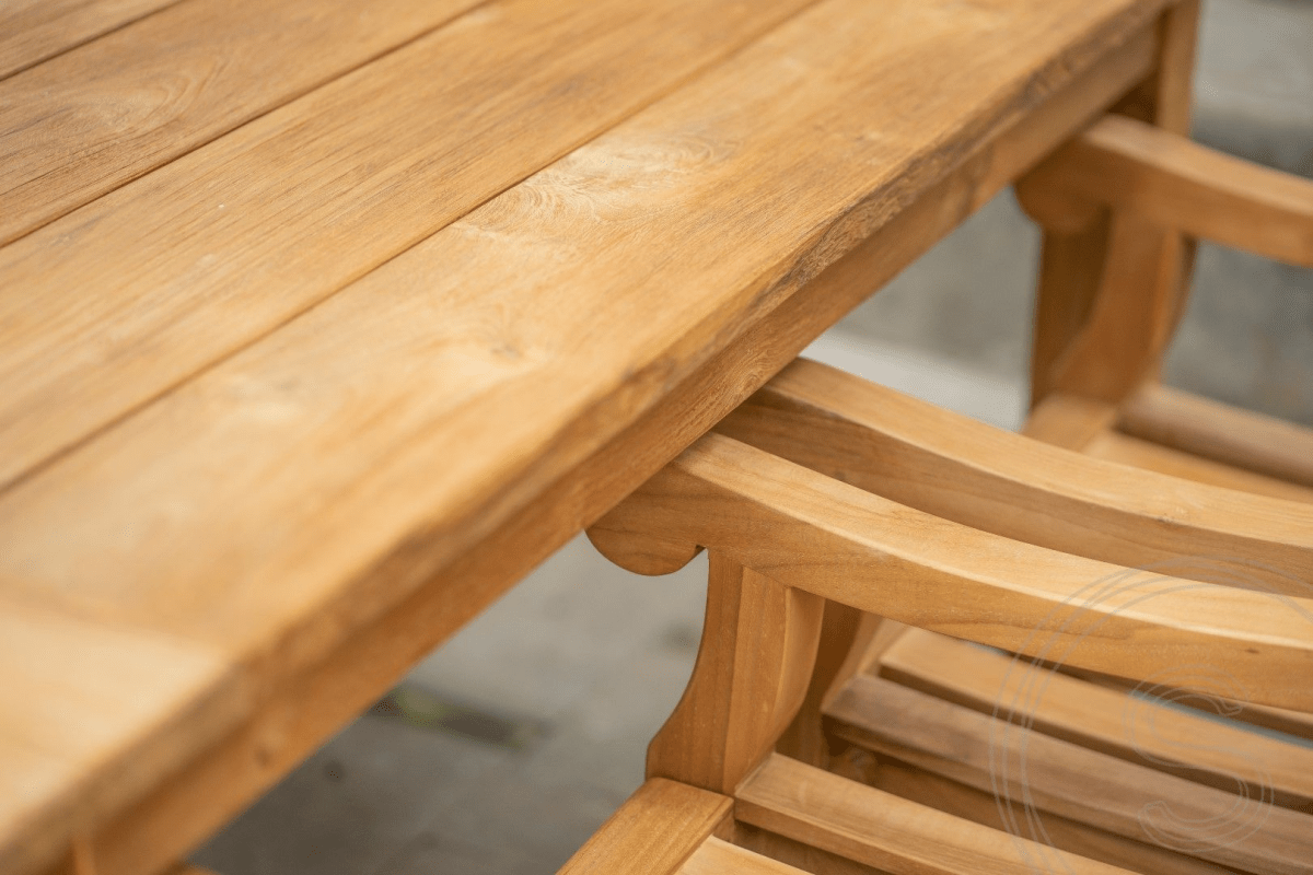 Teak tuintafel 180 x 90 + 6 tuinstoelen elephant