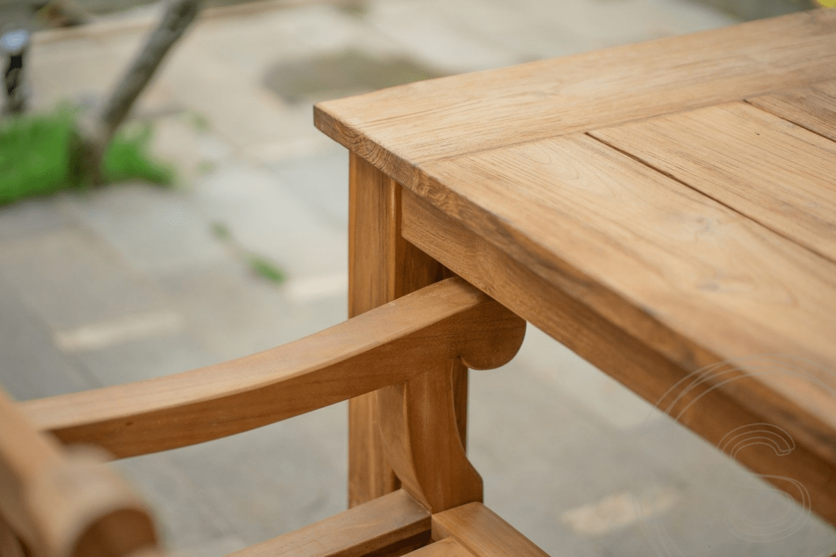 Teak tuintafel 180 x 90 + 6 tuinstoelen elephant