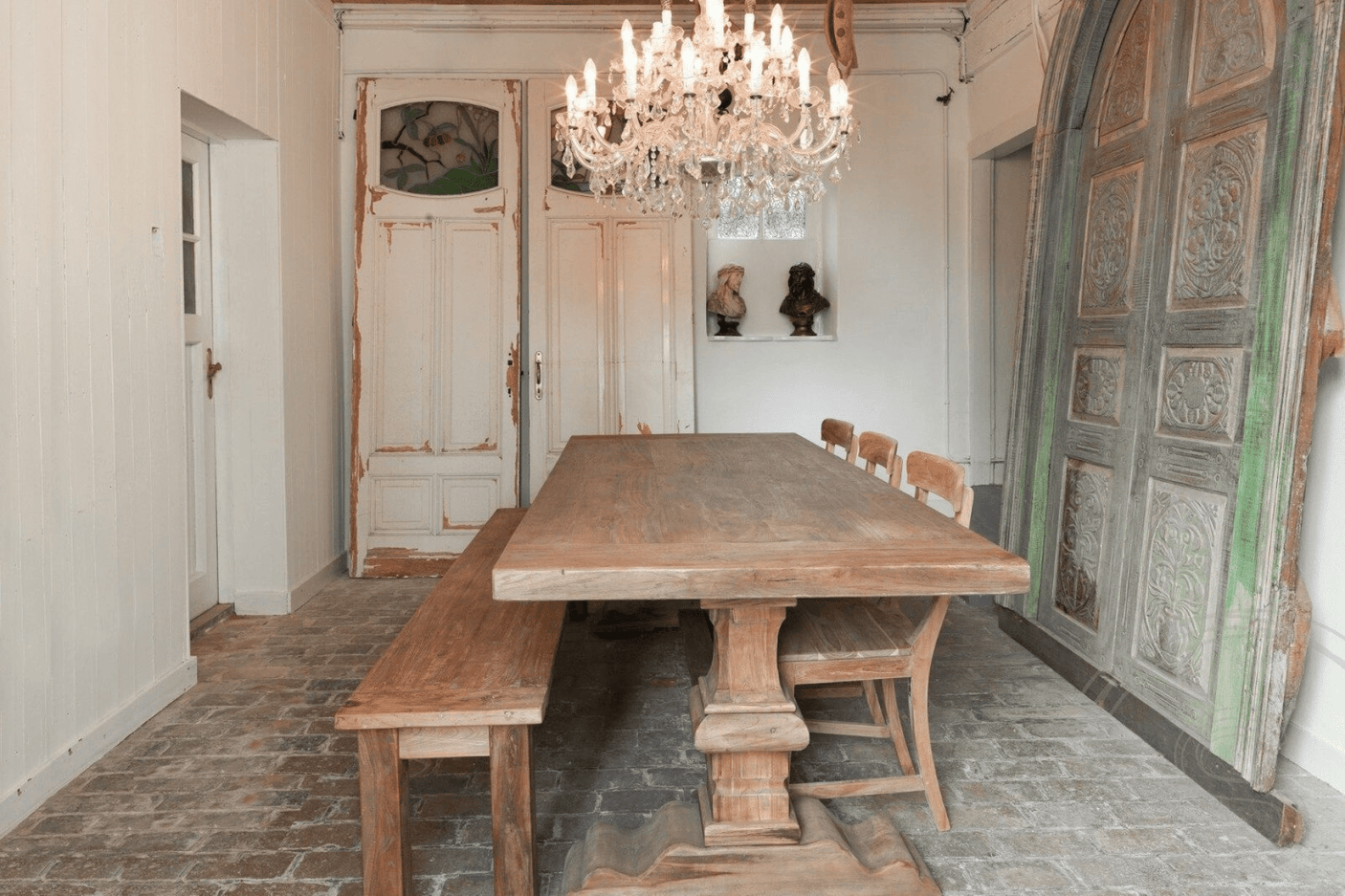 Teak bank 180cm oud hout - Souren Meubels