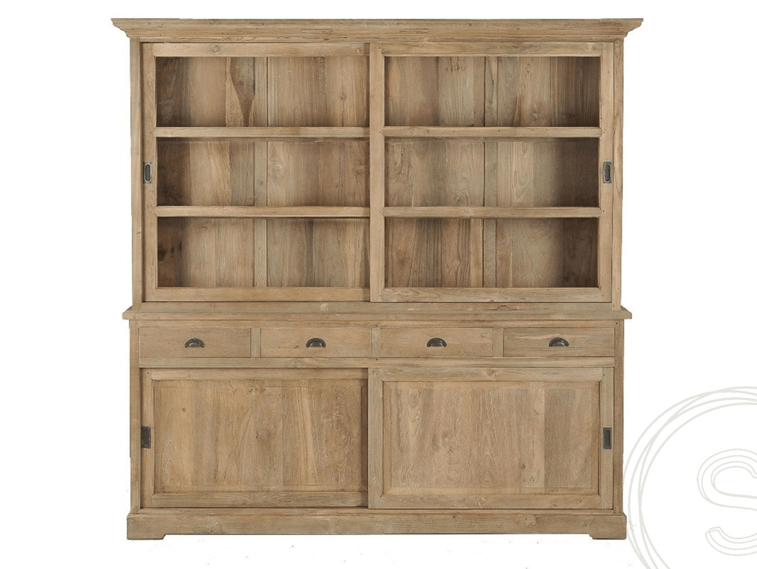 Teak vitrinekast 180cm - Souren Meubels