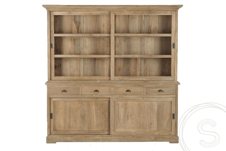 Teak vitrinekast 180cm - Souren Meubels