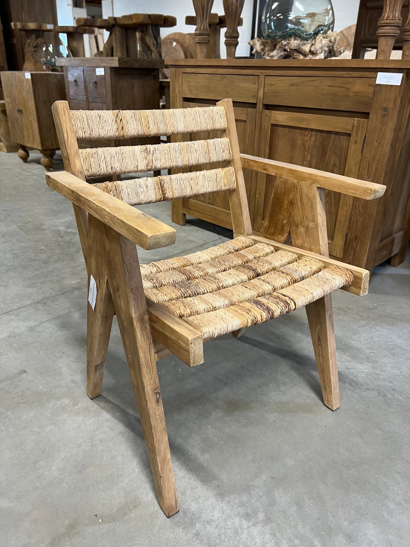 Teak stoel A-frame met armleuning - 60x60x77cm