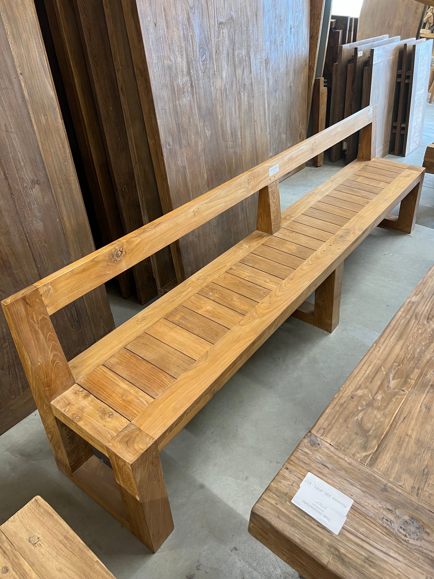 Teak bank met rugleuning - 280x45x80cm