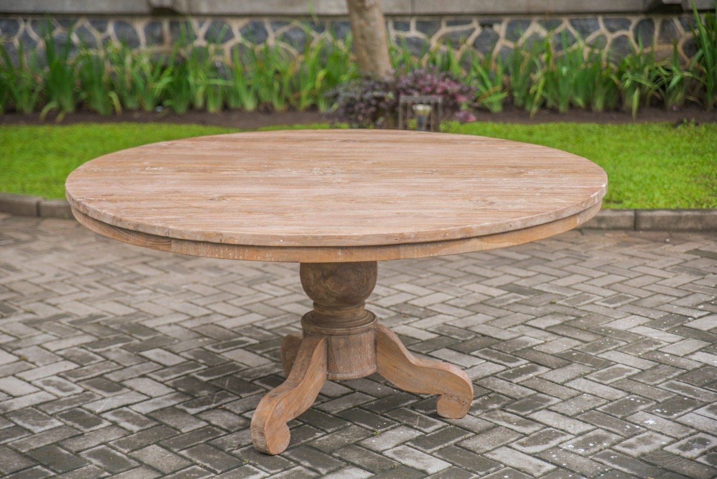 Teak tafel rond 110cm oud hout