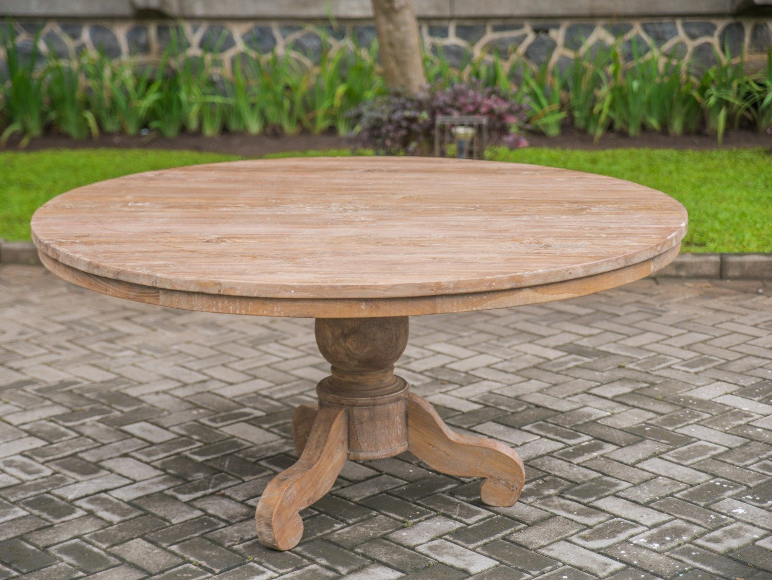 Teak tafel rond 120cm oud hout - Souren Meubels
