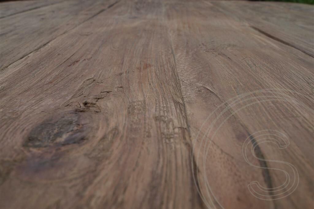 Teak tafel rond 110cm oud hout