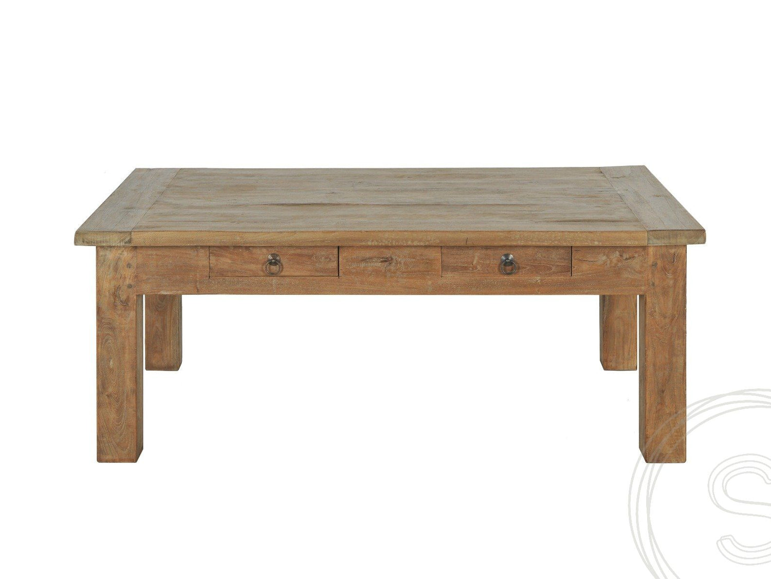 Teak salontafel met lades 120 x 80 oud hout