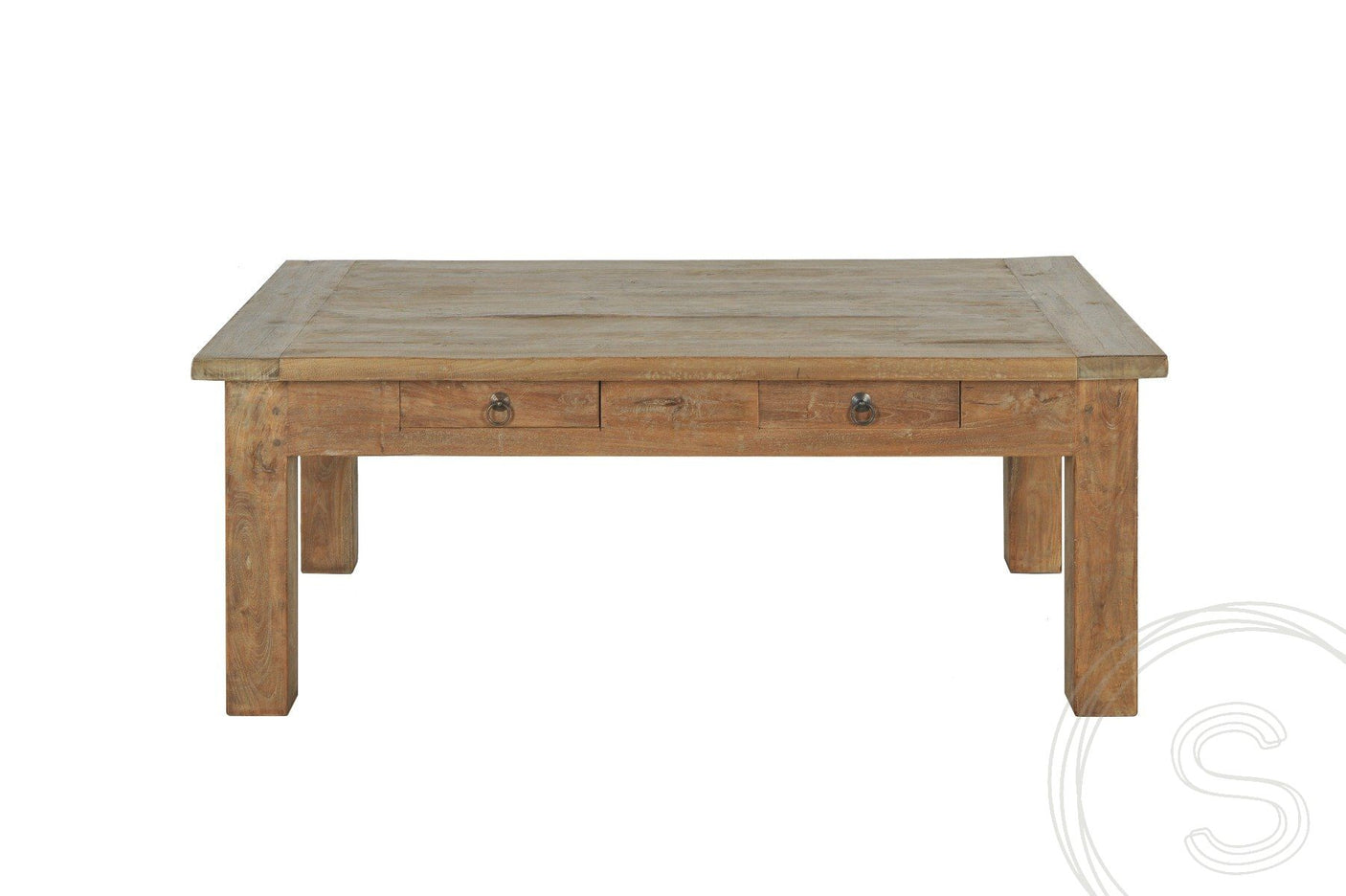 Teak salontafel met lades 110 x 70 oud hout