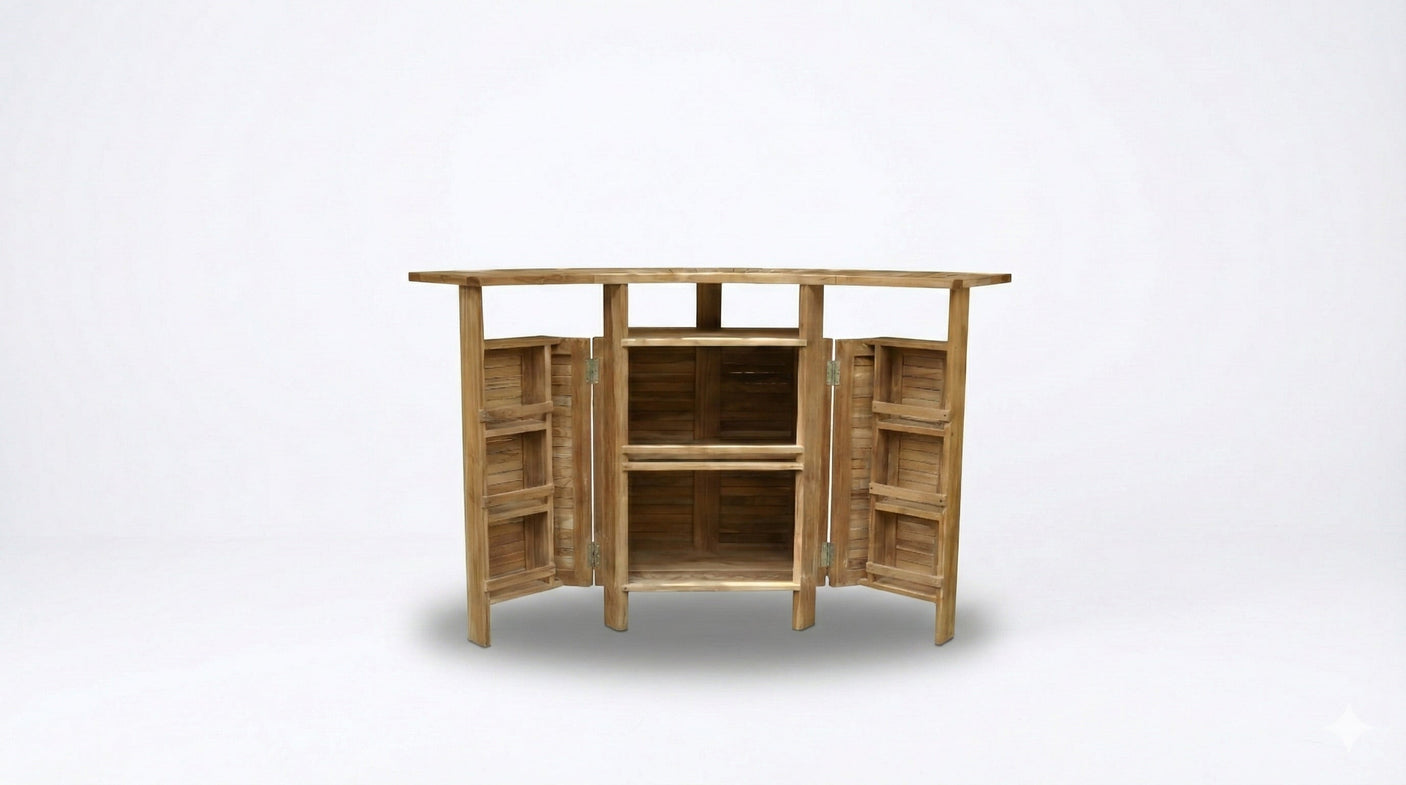 Opklapbare teak bar