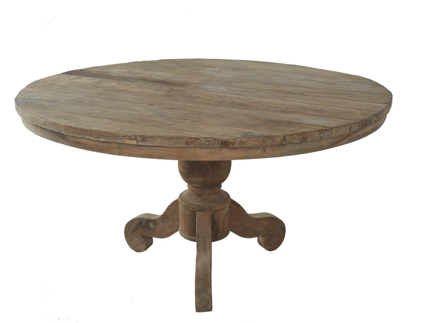 Teak tafel rond 120cm oud hout - Souren Meubels