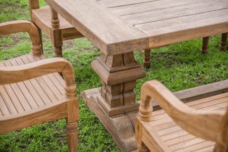 Klooster tuintafel 300x100 + 10 stationsstoelen