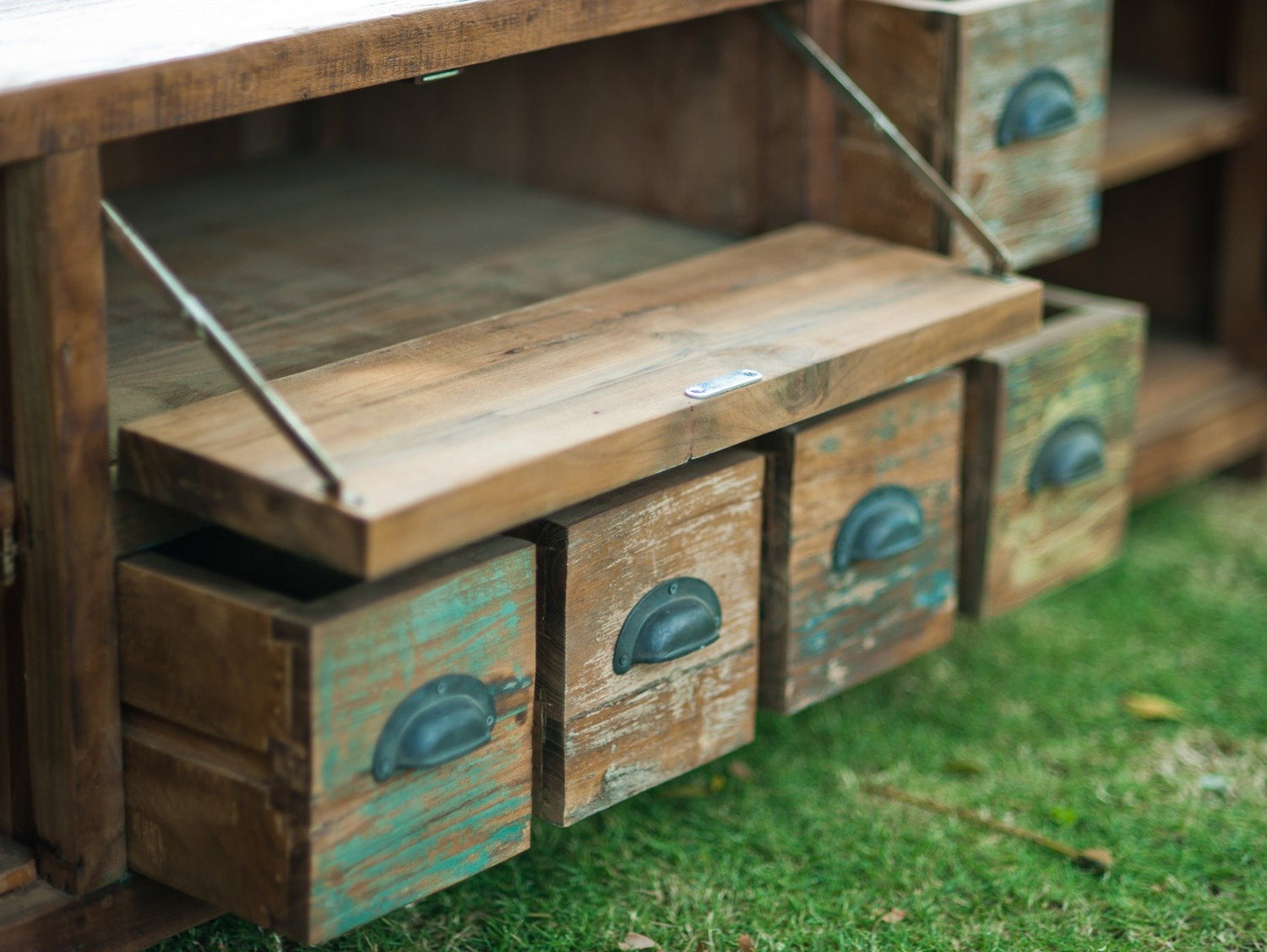 Teak tv - meubel bangku Riet - Souren Meubels