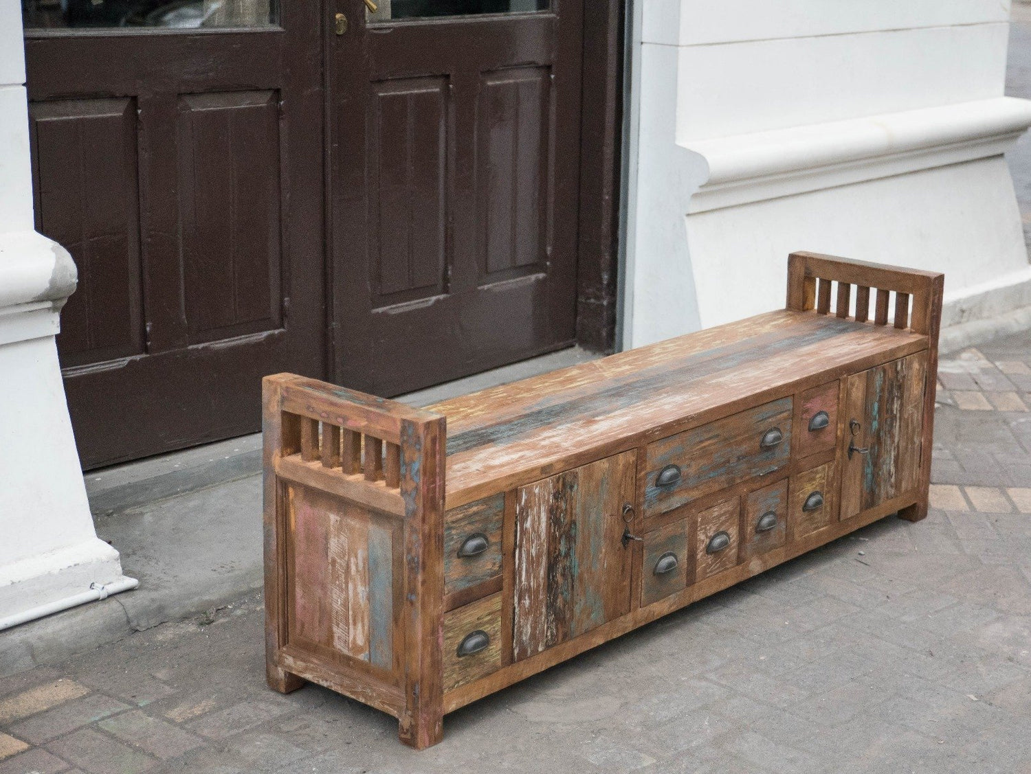 Teak tv - meubel bangku Riet - Souren Meubels