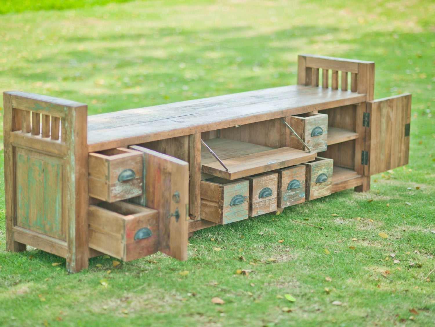 Teak tv - meubel bangku Riet - Souren Meubels